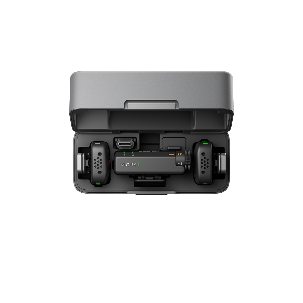 DJI Mic Mini - Vista superior del sistema de micrófono inalámbrico