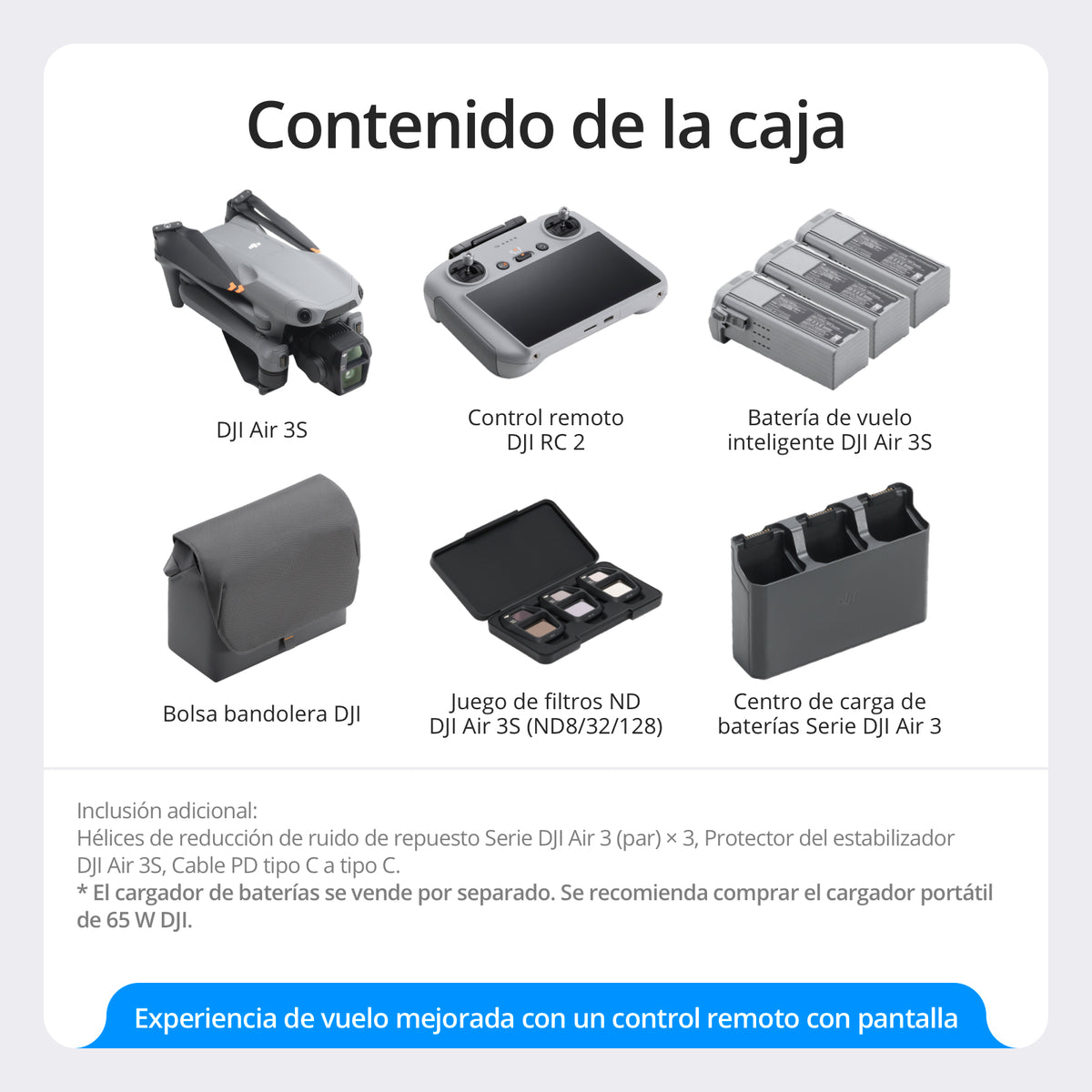 DJI Air 3S - Contenido de la caja y accesorios incluidos