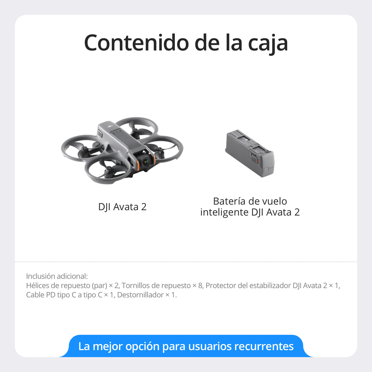DJI Avata 2 - Contenido de la caja y accesorios incluidos