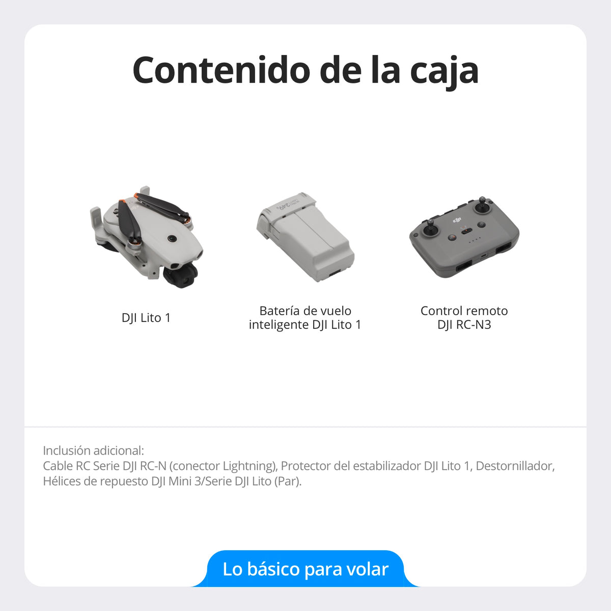 DJI Lito 1 - Contenido de la caja y accesorios incluidos