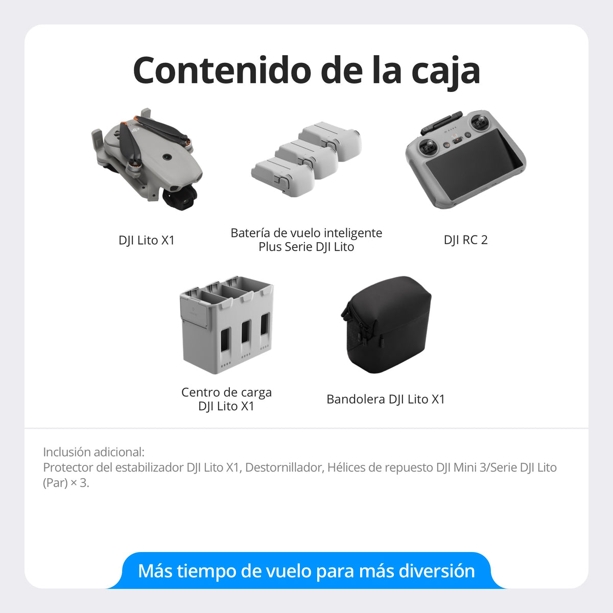 DJI Lito X1 Fly More Combo - Contenido de la caja y accesorios incluidos