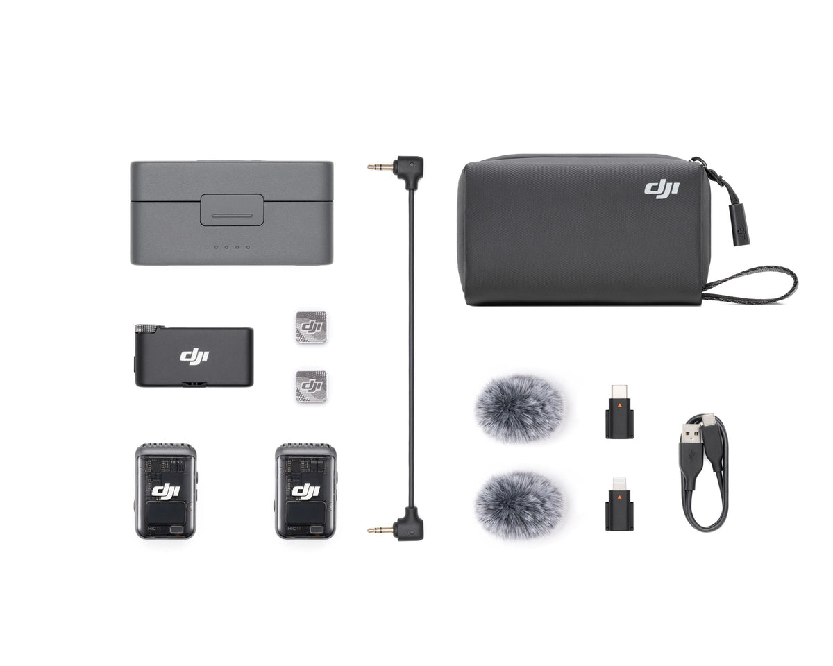 DJI Mic 2 (2 TX + 1 RX + Charging Case) - Contenido de la caja y accesorios incluidos