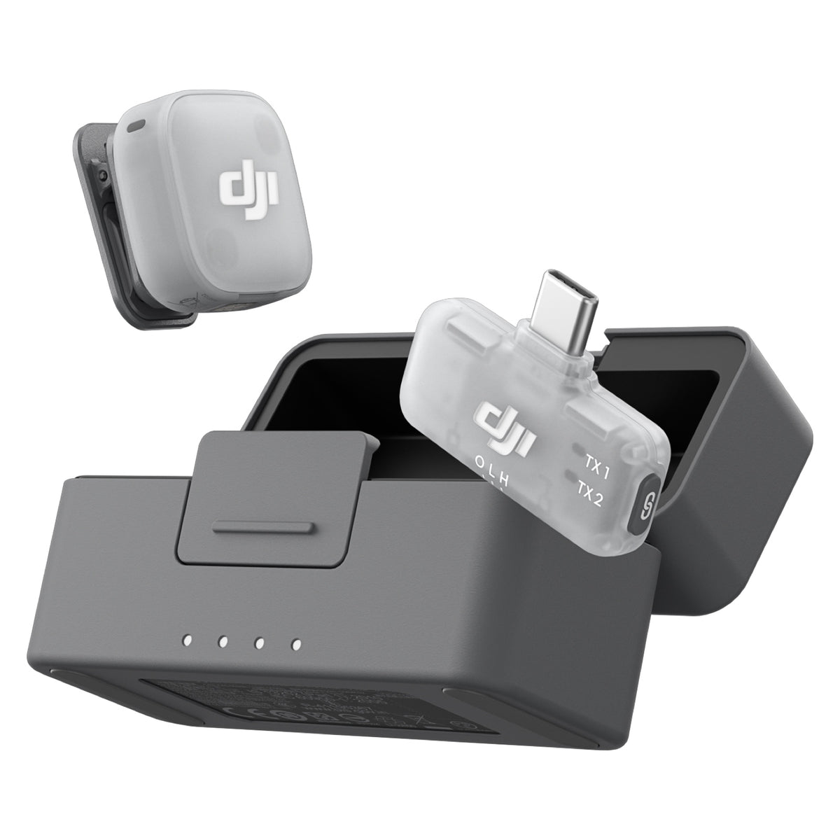 DJI Mic Mini 2 - Vista lateral del sistema de micrófono inalámbrico