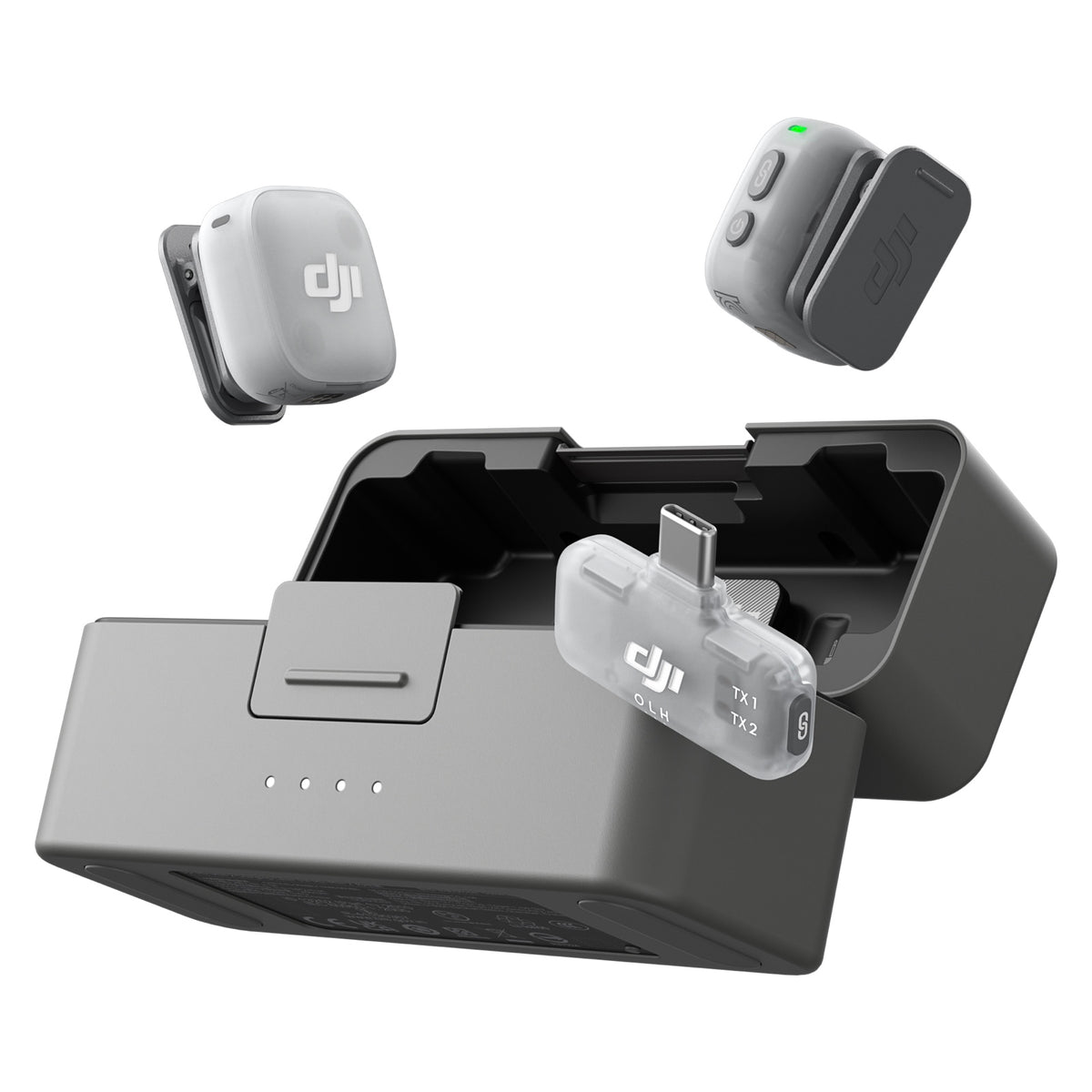 DJI Mic Mini 2 - Vista lateral del sistema de micrófono inalámbrico